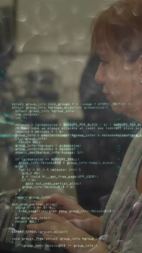 Data processing and digital waves over caucasian female senior teacher using Stock Footage 322721144