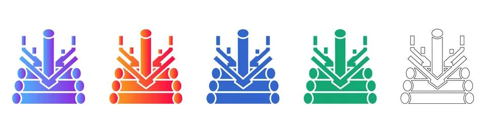 Data Processing and File Download Icons Stock Illustration
