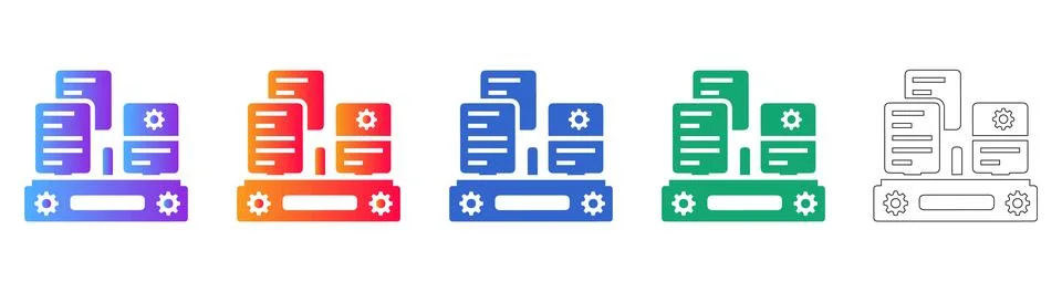 Data Processing and Management Icons Stockillustratie