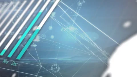 Data processing and network of connections floating against blue background Stock Footage 330399611