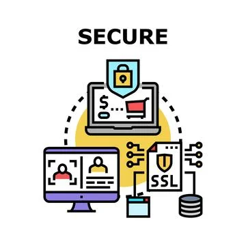 Data processing and online shopping secure network Stock Illustration