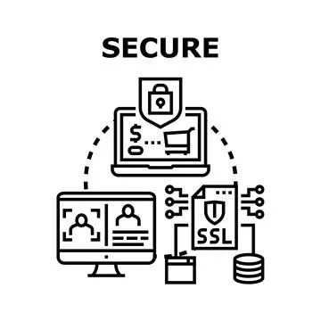 Data processing and online shopping secure network 스톡 일러스트