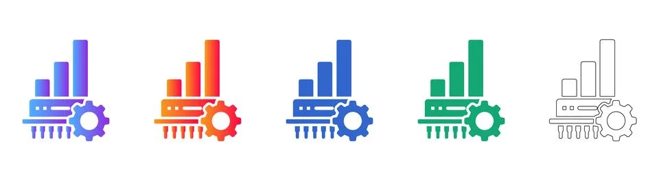 Data Processing and Optimization Chart Icons 스톡 일러스트
