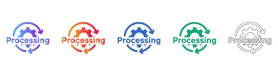 Data Processing and Optimization Icon Set イラスト素材