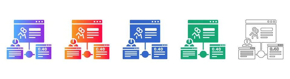Data Processing and Performance Tracking Icons Stockillustratie