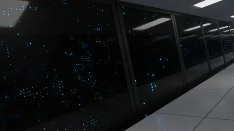 Data processing and storage center. Server room. Stock Footage 221361809