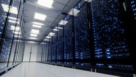 Data processing and storage center. Server room. Supercomputer. Stock Footage 245818005