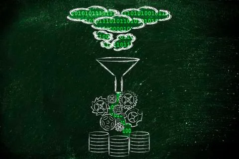 Data processing and storage with cloud computing Illustrazione stock