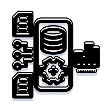 Data processing and storage server technology 库存插图