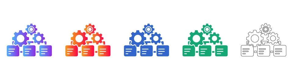 Data Processing and Technical Workflow Icons 스톡 일러스트