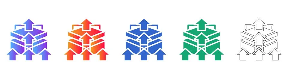 Data Processing and Upload Icon Set Stock Illustration