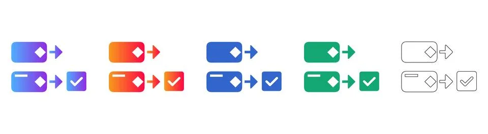 Data Processing and Validation Icons Stock Illustration