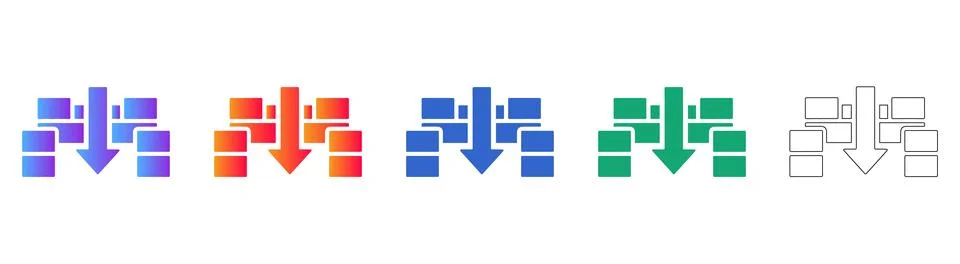 Data Processing and Workflow Management Icon Set 库存插图
