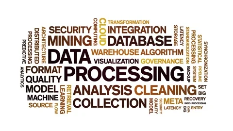 Data Processing animated word cloud,animation kinetic typography seamless loop. Stock Footage 307597117
