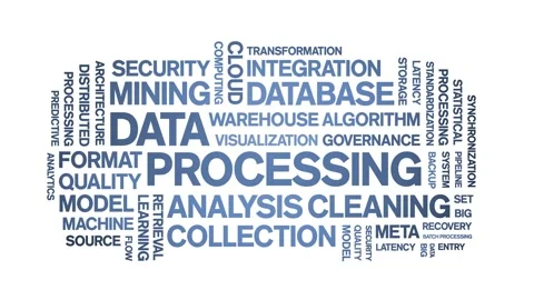 Data Processing animated word cloud,animation kinetic typography seamless loop. Stock Footage 307597184