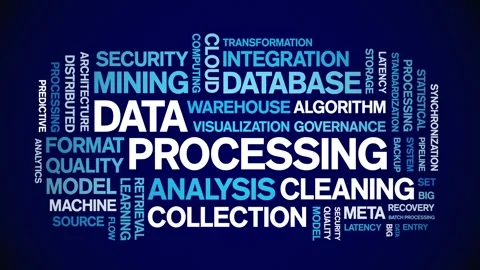 Data Processing animated word cloud,animation kinetic typography seamless loop. Stock Footage 307597443