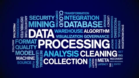 Data Processing animated word cloud,animation kinetic typography seamless loop. Stock Footage 307597617