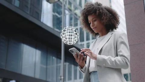 Data Processing Animation with Global Connections and Smartphone Usage Stock Footage 279340926