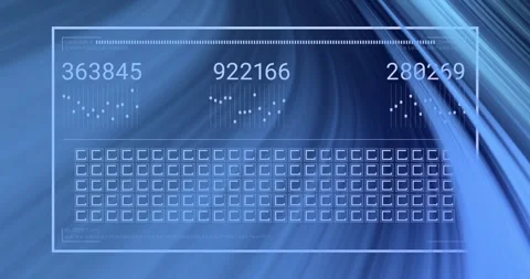 Data processing animation over blue abstract background with numbers and charts Stock Footage 305725914