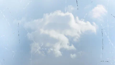 Data processing animation over clouds and sky, digital technology concept Stock Footage 303616315