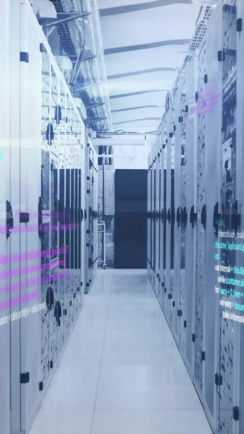 Data processing animation over servers in data center 動画素材 319458198