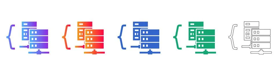 Data Processing &amp; API Icon Set: Structured Information Exchange Stock Illustration