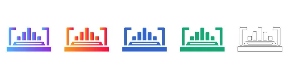 Data Processing Bar Chart Interface Icons 스톡 일러스트