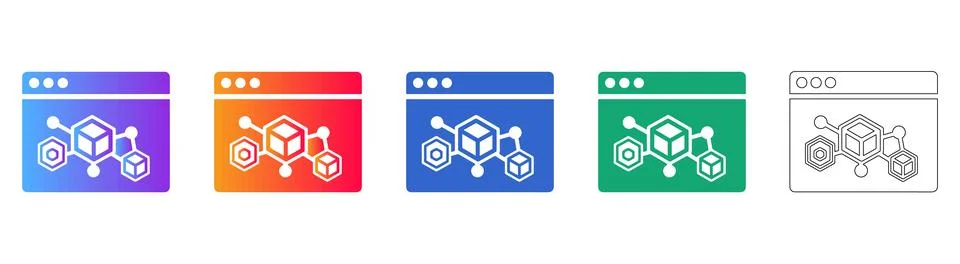 Data Processing Browser Window Icon Set Stock Illustration
