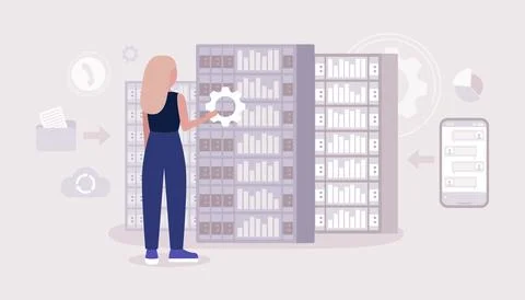 Data processing center Stock Illustration
