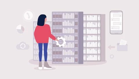 Data processing center Stock Illustration