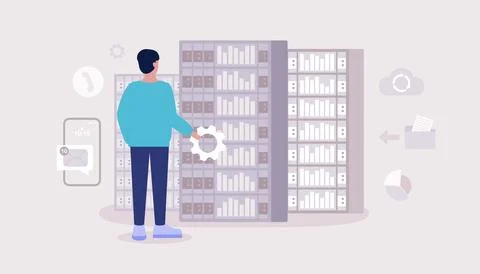 Data processing center Stock Illustration