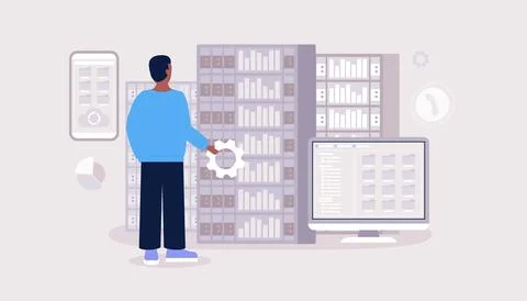 Data processing center Stock Illustration