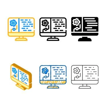 Data processing color icon vector diversity イラスト素材