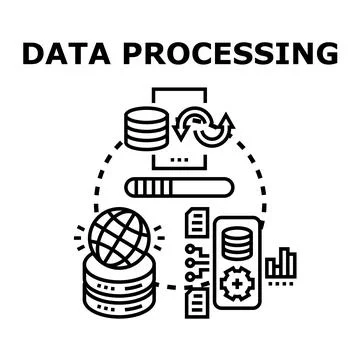 Data processing concept for digital information management Stock Illustration