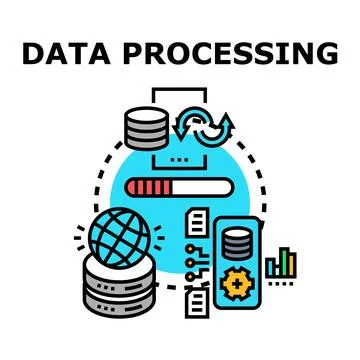 Data processing concept for digital information management Stock Illustration