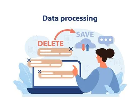 Data processing concept. Flat vector illustration Illustrazione stock