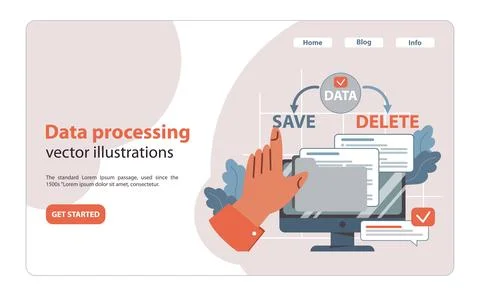 Data processing concept. Flat vector illustration Stock Illustration