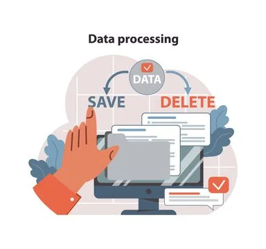 Data processing concept. Flat vector illustration Stock Illustration