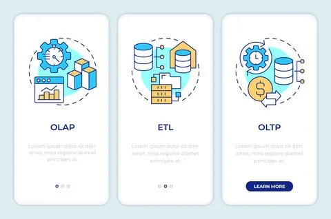 Data processing concepts onboarding mobile app screen Stock Illustration