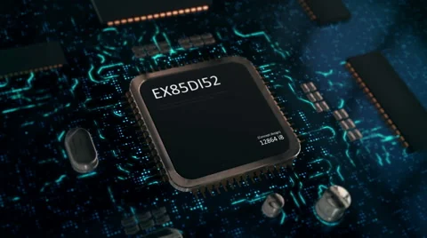 Data Processing Cpu and Circuit Board Stock Footage 51861432