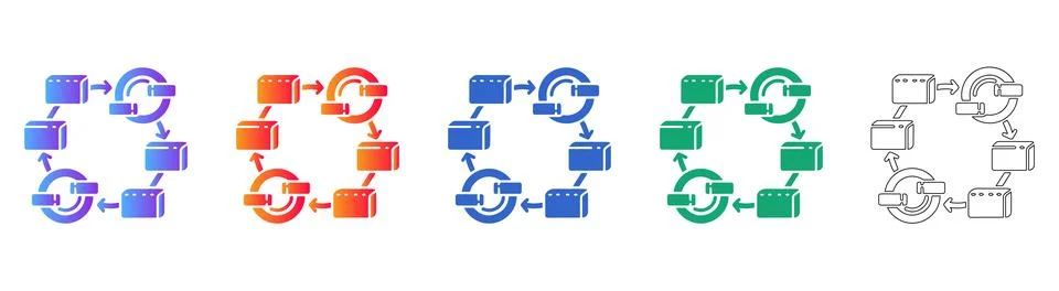 Data Processing Cycle Flow Icons Stock Illustration