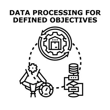 Data processing for defined business objectives strategy Stock Illustration