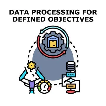Data processing for defined business objectives strategy 库存插图