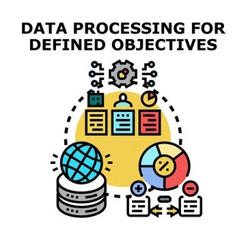 Data processing for defined business objectives Stock Illustration