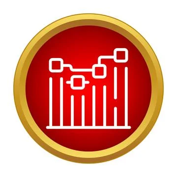 Data processing flow chart icon in red circle Stockillustratie