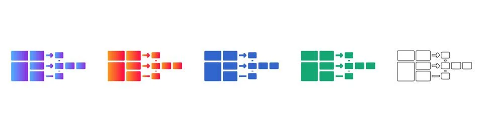 Data Processing Flow Chart Icons Stock Illustration