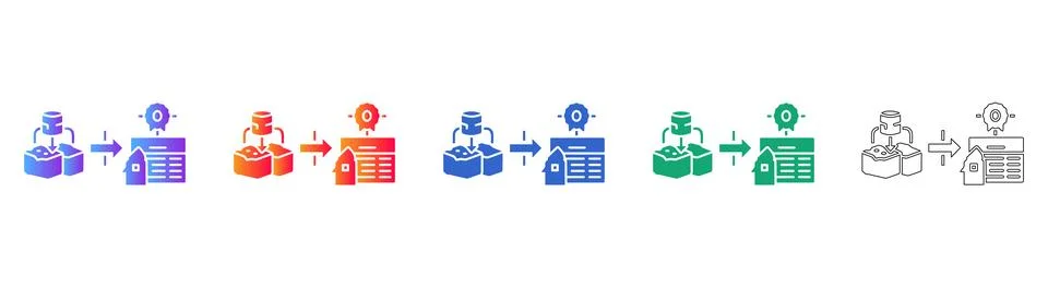 Data Processing Flowchart Graphic Set Stock Illustration