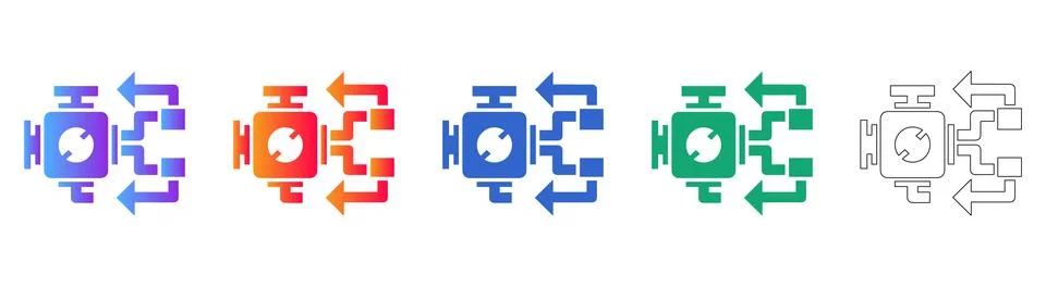 Data Processing Flowchart Icon Set Ilustración de archivo