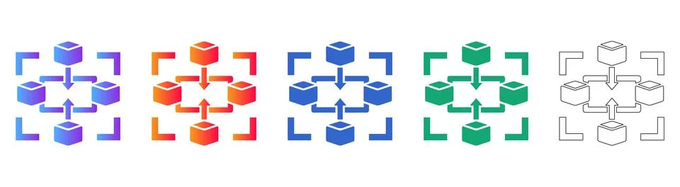 Data Processing Flowchart Icons Set Illustrazione stock