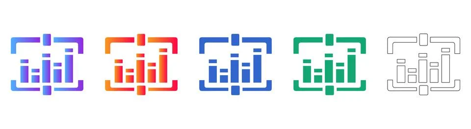 Data Processing Frame Abstract Icons 库存插图